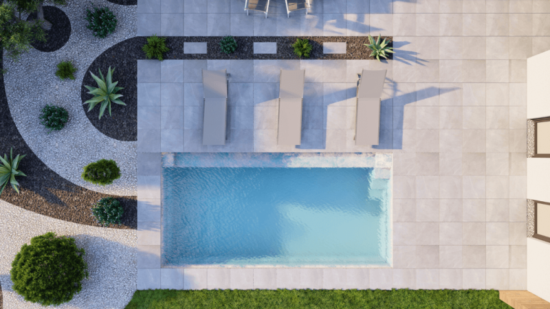 Angélite – Piscine compacte avec banquette longitudinale